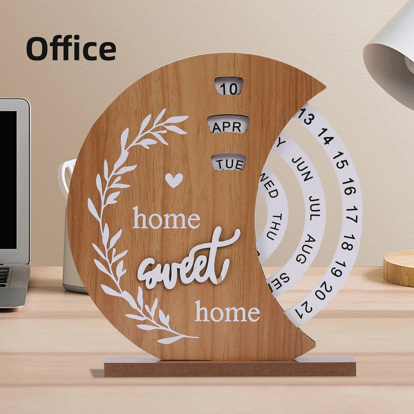 Wooden Manual Rotating Perpetual Calendar – Stylish Desk & Home Decor