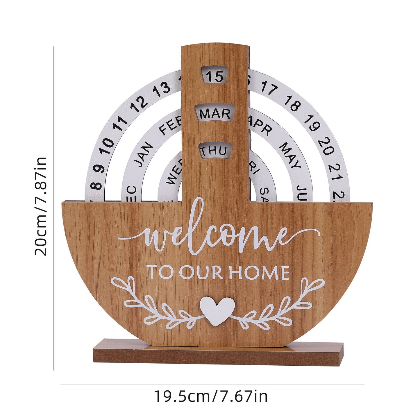 Wooden Manual Rotating Perpetual Calendar – Stylish Desk & Home Decor